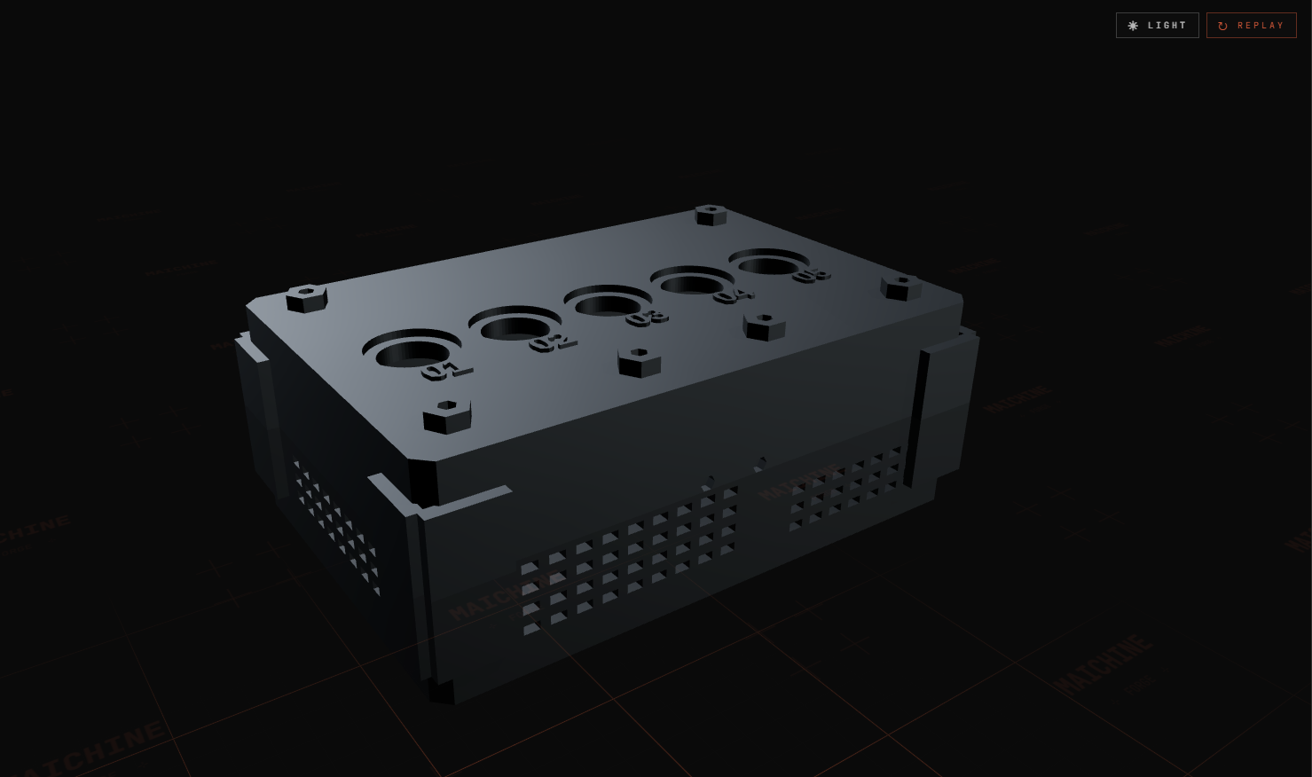 Interactive Maichine preview of the agent-generated mini server rack pen holder